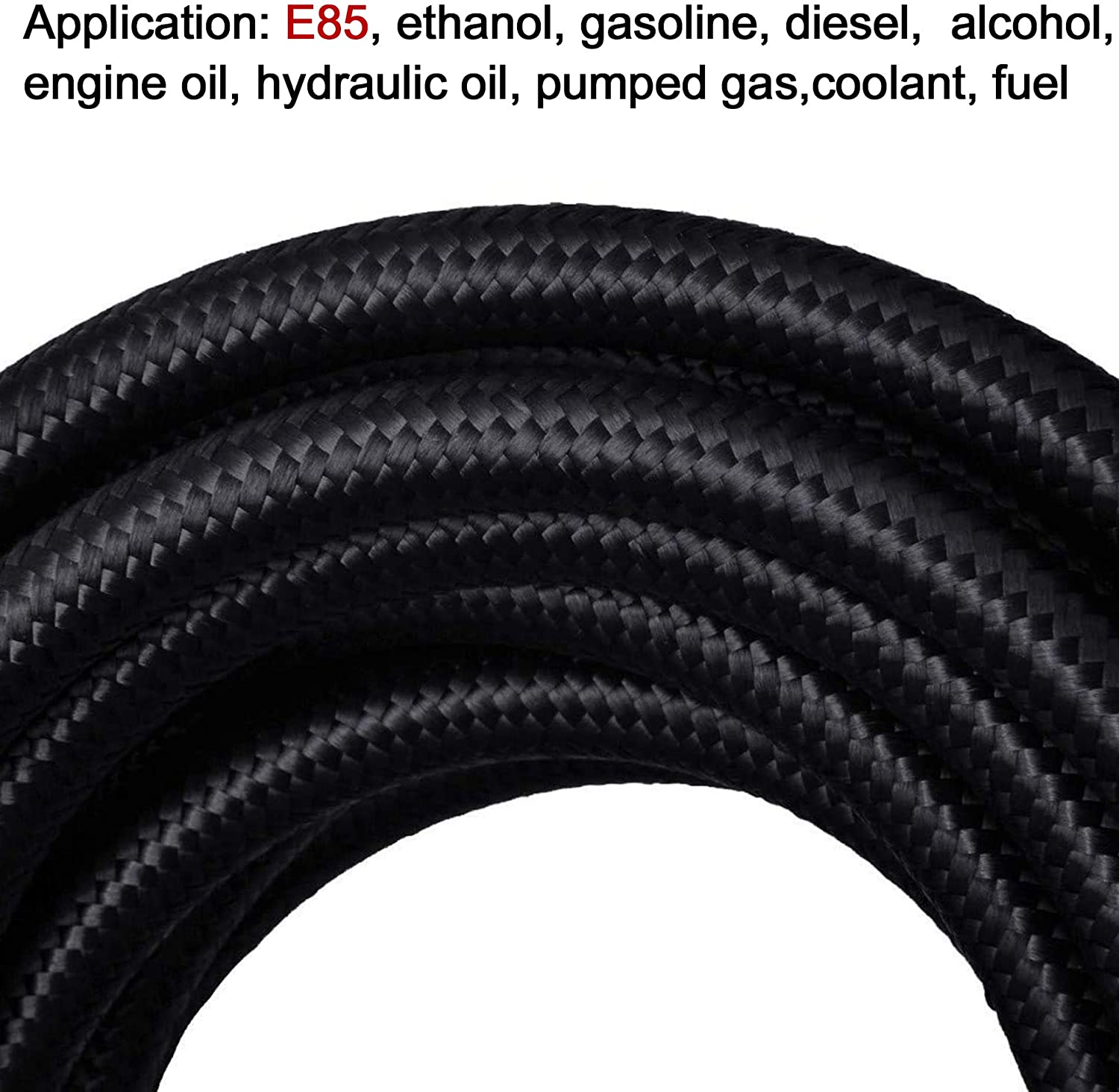 10FT 5/16" AN6 Black Nylon  Braided Ethanol Fuel Oil Gas Hose PTFE USA
